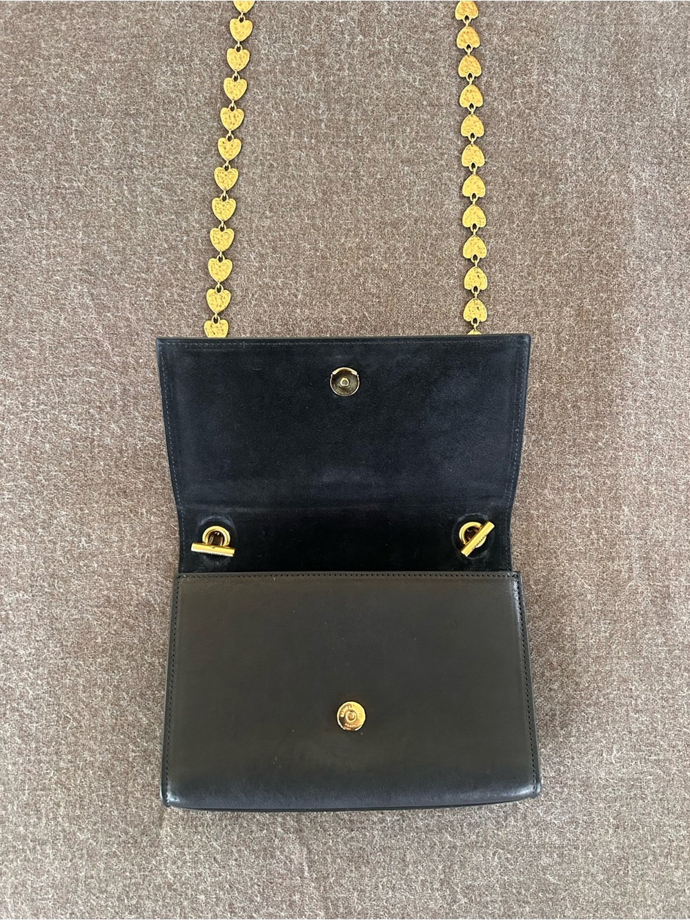 Rare Saint Laurent YSL Black Leather Heart Chain Kate Bag - Picture 4 of 15